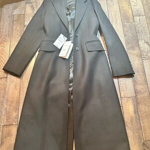 Zara Wool Manteco  Black Long Coat .New . Xs